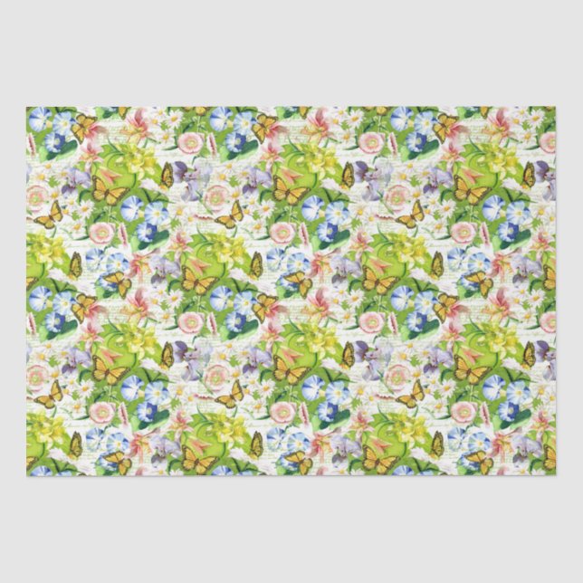 Seda Papel de tejidos floral y monarca (Anverso)