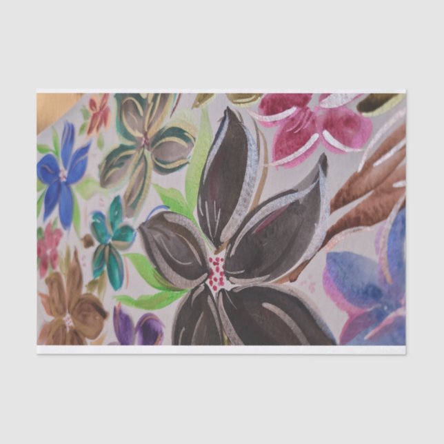 Seda Papel de tejidos florales (Anverso)
