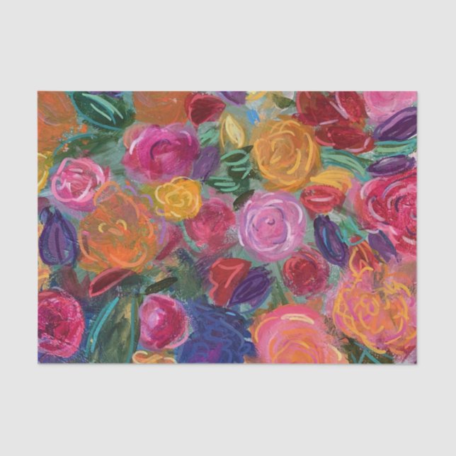 Seda Papel de tejidos florales de color (Anverso)