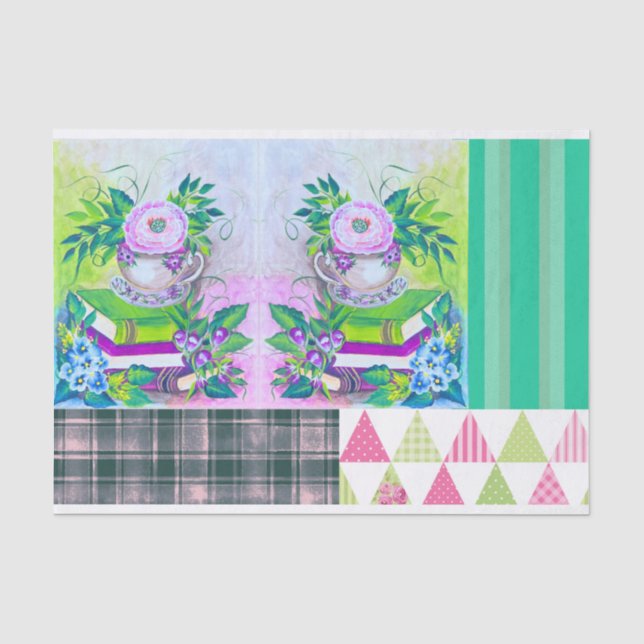 Seda Papel de tejidos florales del libro Shabby Chic (Anverso)