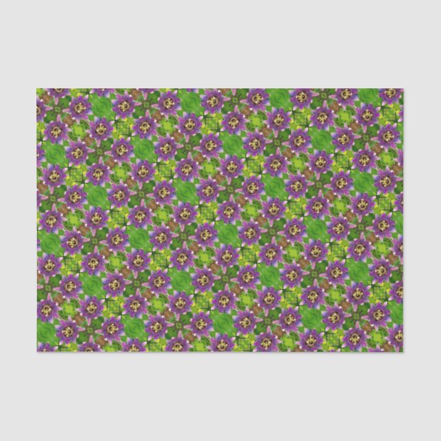 Seda Papel de tejidos - Flores de vino de pasión (Anverso)