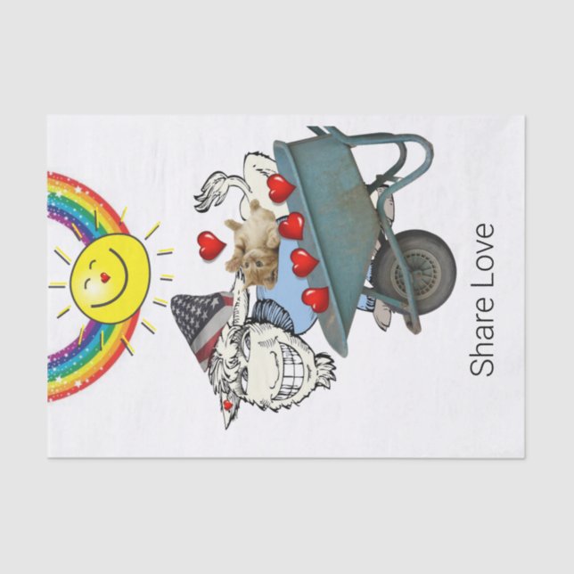 Seda Papel de tejidos Goat Kitten Red Hearts Comparte A (Anverso)