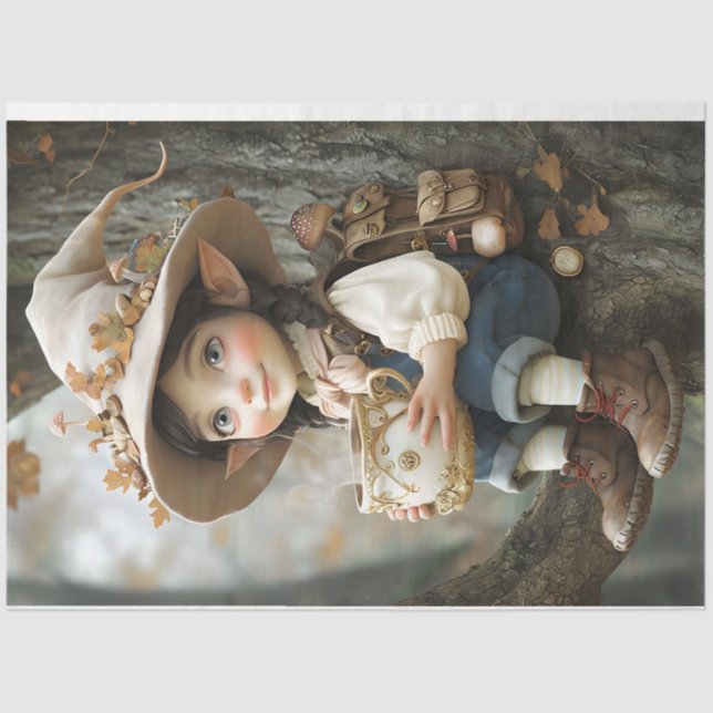 Seda Papel de tejidos Gorra Pixie Beige (Anverso)