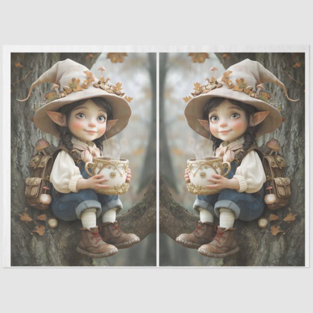 Seda Papel de tejidos Gorra Pixie Beige (Anverso)