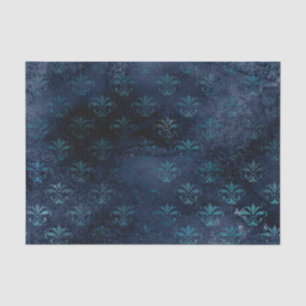 Seda Papel de tejidos gótico de damasco azul victoriano