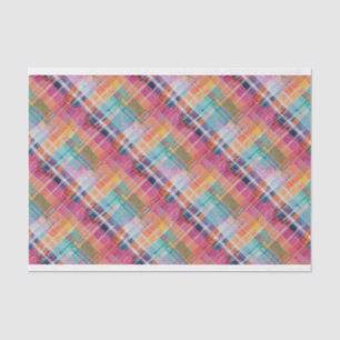Seda Papel de tejidos Madras Plaid, Purple, Aqua Rosa