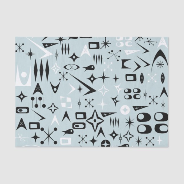 Seda Papel de tejidos moderno Blue Mid Century (Anverso)