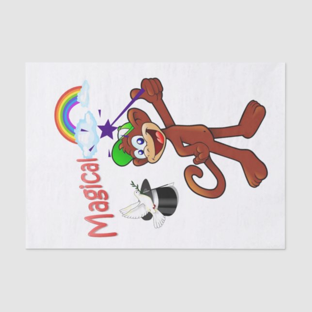 Seda Papel de tejidos Mono arco iris mágico (Anverso)