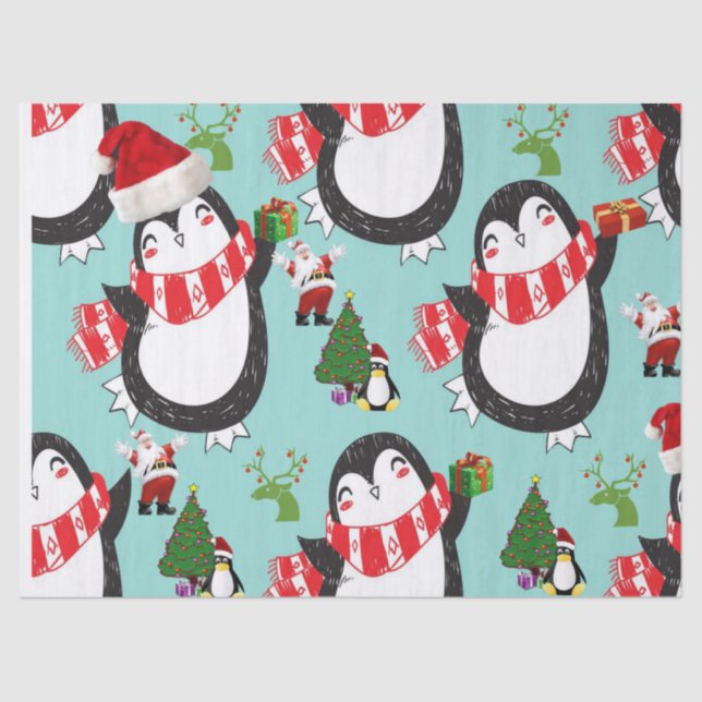 Seda Papel de tejidos navidades, pingüino (Anverso)
