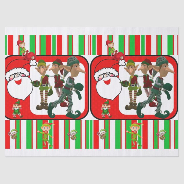 Seda Papel de tejidos navidades, Santa, Elf (Anverso)