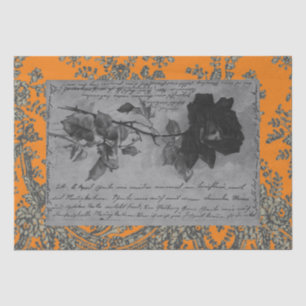 Seda Papel de tejidos NEGRO ROSA NEGRO LACE HALLOWEEN