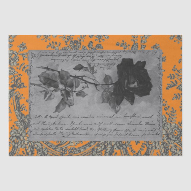 Seda Papel de tejidos NEGRO ROSA NEGRO LACE HALLOWEEN (Anverso)