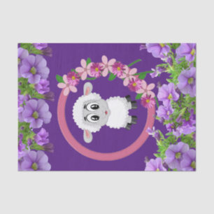 Seda Papel de tejidos Oveja Floral Púrpura