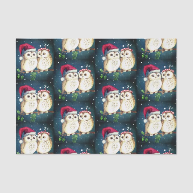 Seda Papel de tejidos OWLS para navidades (Anverso)