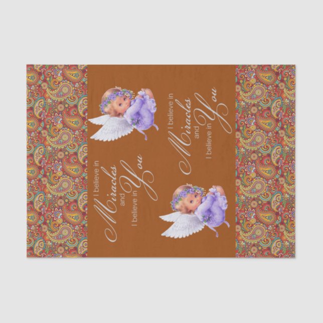 Seda Papel de tejidos Paisley Angels (Anverso)