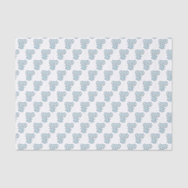 Seda Papel de tejidos para elefantes azules bebés (Anverso)