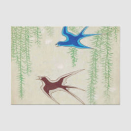 Seda Papel de tejidos para la artesanía - Aves antiguas