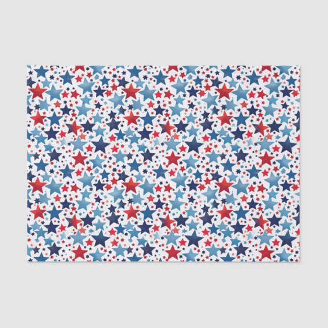 Seda Papel de tejidos Patriótico Red & Blue Stars (Anverso)