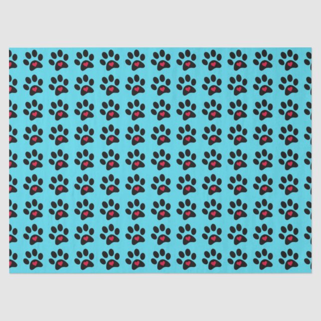 Seda Papel de tejidos "Paws and Hearts" (Anverso)