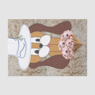 Seda Papel de tejidos Perro Helado de fresa