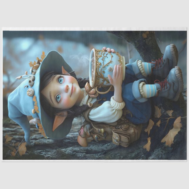 Seda Papel de tejidos Pixie Blue Gorra Pastels (Anverso)