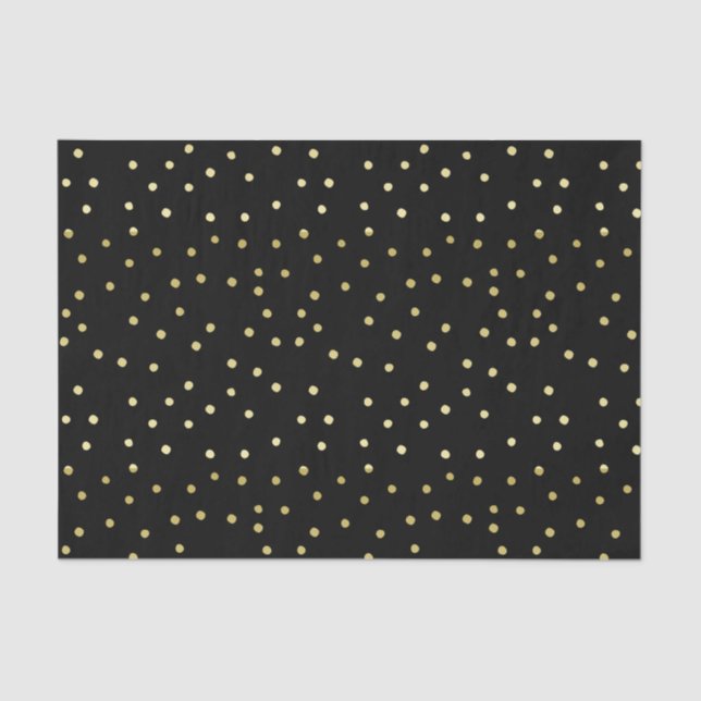 Seda Papel de tejidos polkadots de oro y negro (Anverso)
