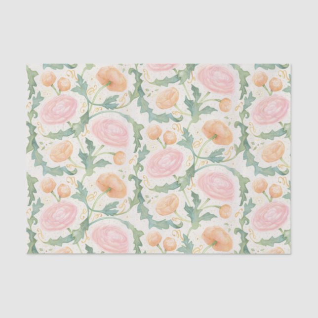 Seda Papel de tejidos radiante Ranunculus (Anverso)