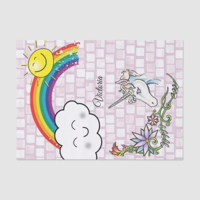 Seda Papel de tejidos Rainbow Unicorn (Anverso)