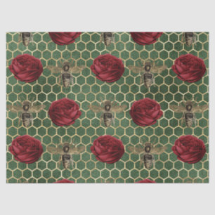 Seda Papel de tejidos Red Rose Bee Series Design 20
