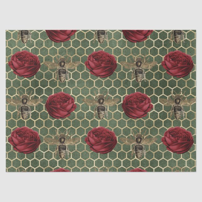 Seda Papel de tejidos Red Rose Bee Series Design 20 (Anverso)