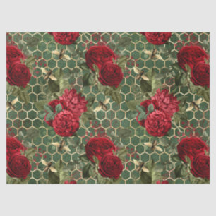 Seda Papel de tejidos Red Rose Bee Series Design 22