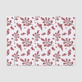 Seda Papel de tejidos rojo Holly Berries ilustrado