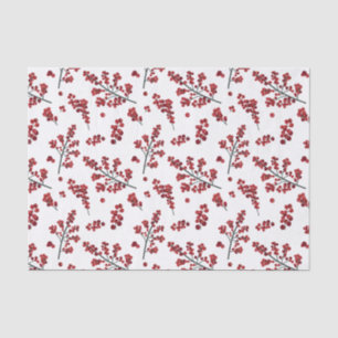 Seda Papel de tejidos rojo Holly Berries ilustrado