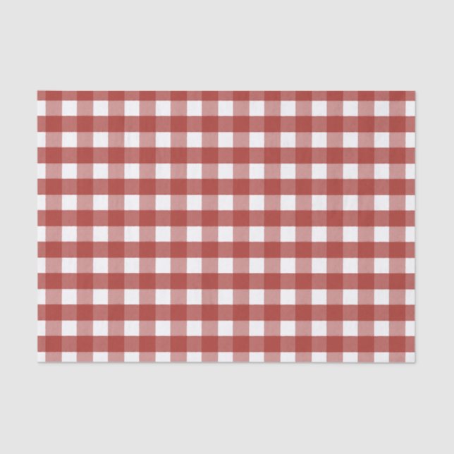 Seda Papel de tejidos rojo y blanco de Gingham (Anverso)