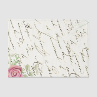 Seda Papel de tejidos Rosa vintage de escritura frances