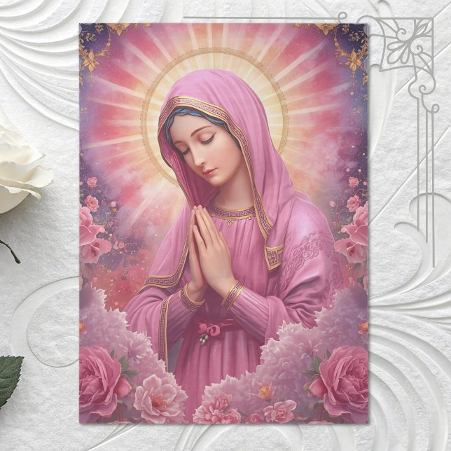 Seda Papel de tejidos rosado de rgin Mary Decoupage (Subido por el creador)