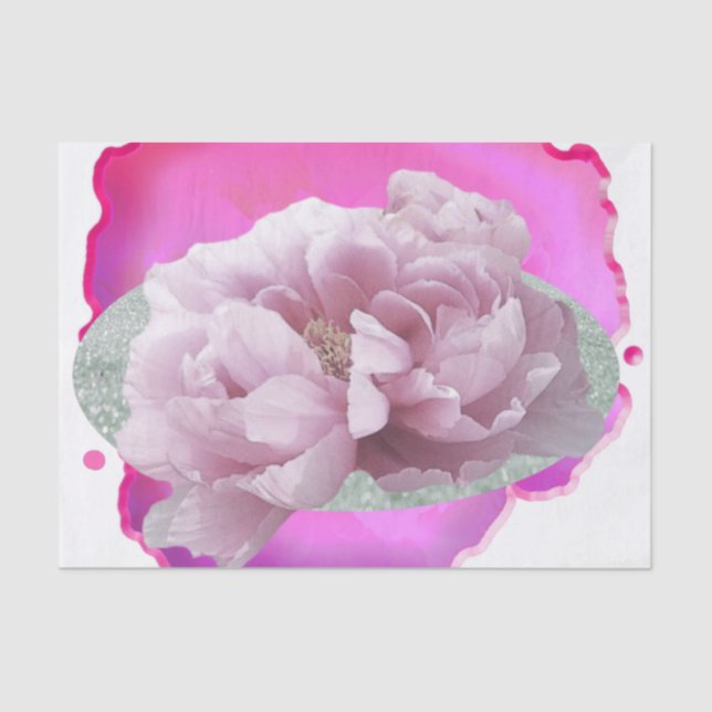 Seda Papel de tejidos rosados con flores peony (Anverso)