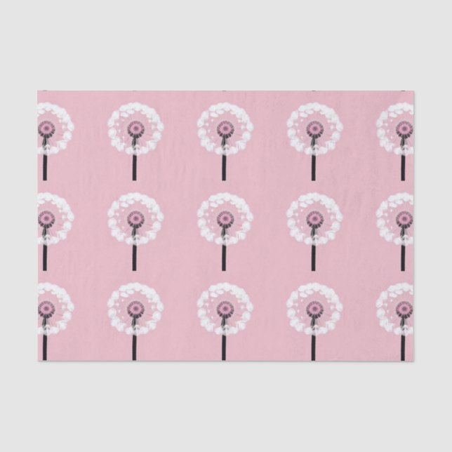 Seda Papel de tejidos rosados de Dandelis blancos de ar (Anverso)
