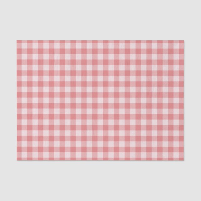 Seda Papel de tejidos rosados de Salmon Gingham Plaid (Anverso)