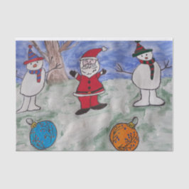 Seda Papel de tejidos Santa y Snowmen