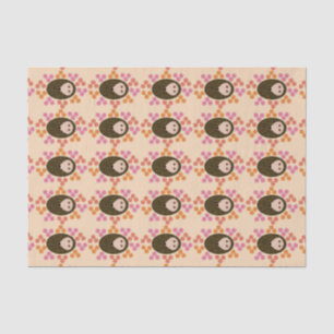 Seda Papel de tejidos Sleepy Hedgehog y Flores