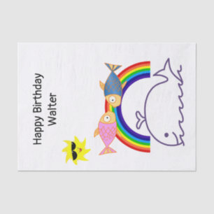 Seda Papel de tejidos Sol de ballena Pescado Arcoiris