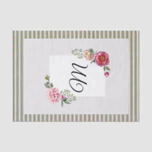 Seda Papel de tejidos Stripe Floral