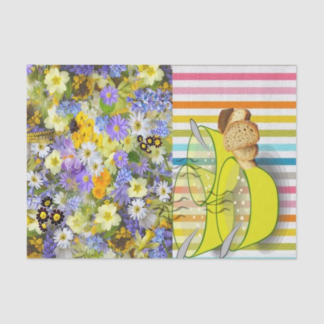 Seda Papel de tejidos tira sopa floral (Anverso)