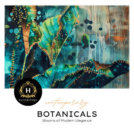 Seda Papel de tejidos tropicales Verde azulados y dorad