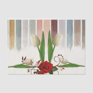 Seda Papel de tejidos Tulips Red Rose
