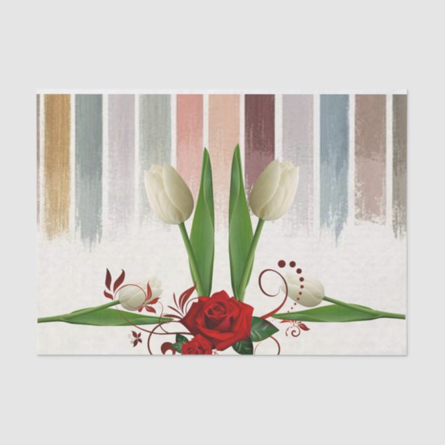 Seda Papel de tejidos Tulips Red Rose (Anverso)