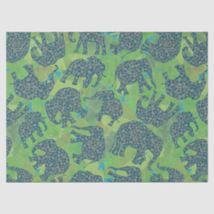 Seda Papel de tejidos verde de hojas verdes de la selva