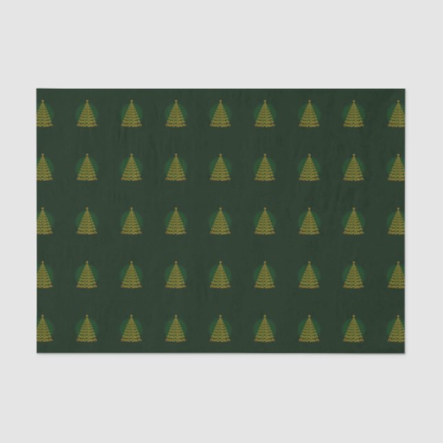 Seda Papel de tejidos verde elegante del árbol de Navid (Anverso)