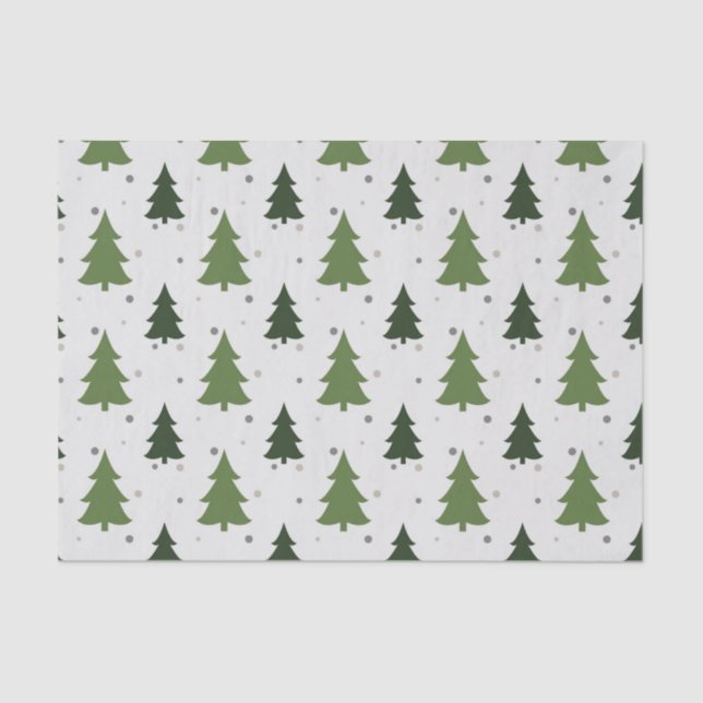 Seda Papel de tejidos verdes de árboles de Navidad (Anverso)